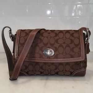 Coach Signature Jacquard Logo Flap Convertible Bag